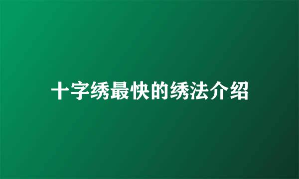 十字绣最快的绣法介绍