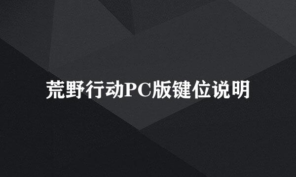 荒野行动PC版键位说明