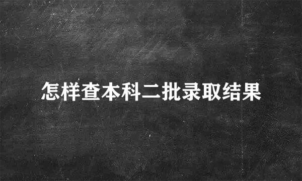 怎样查本科二批录取结果