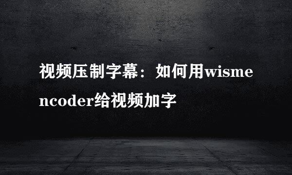 视频压制字幕：如何用wismencoder给视频加字