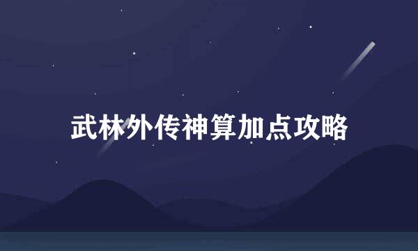 武林外传神算加点攻略