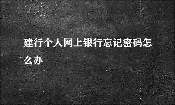 建行个人网上银行忘记密码怎么办