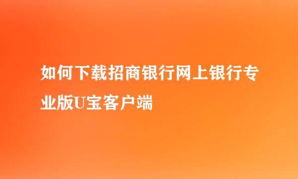 如何下载招商银行网上银行专业版U宝客户端