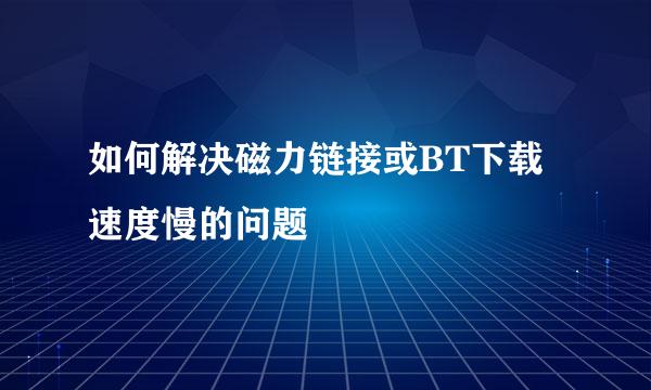 如何解决磁力链接或BT下载速度慢的问题