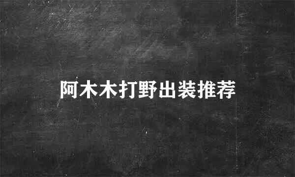 阿木木打野出装推荐