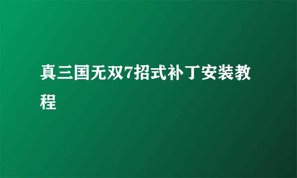 真三国无双7招式补丁安装教程