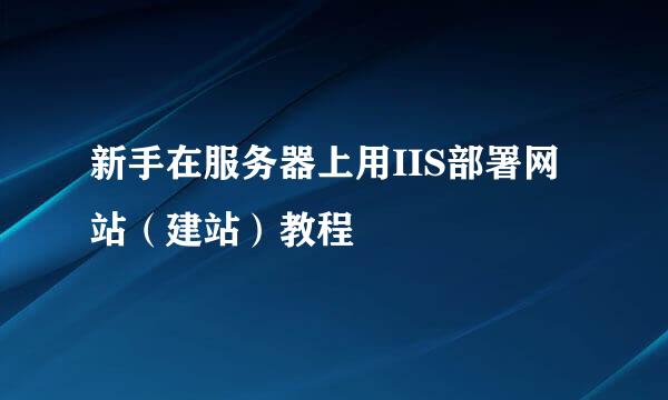 新手在服务器上用IIS部署网站（建站）教程