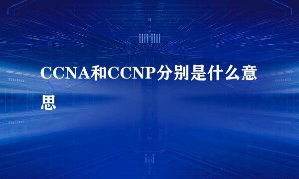 CCNA和CCNP分别是什么意思