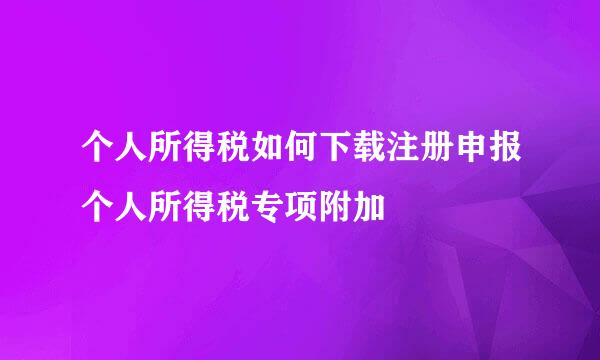 个人所得税如何下载注册申报个人所得税专项附加