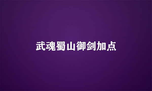 武魂蜀山御剑加点