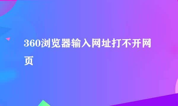 360浏览器输入网址打不开网页