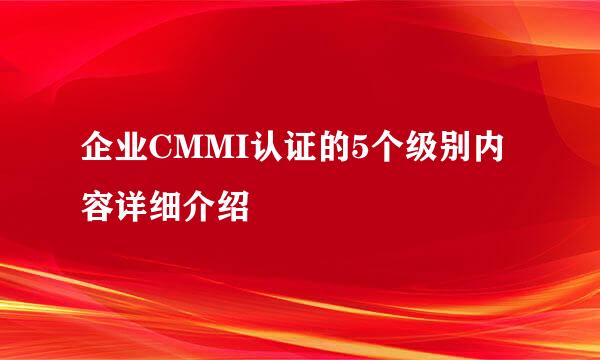 企业CMMI认证的5个级别内容详细介绍