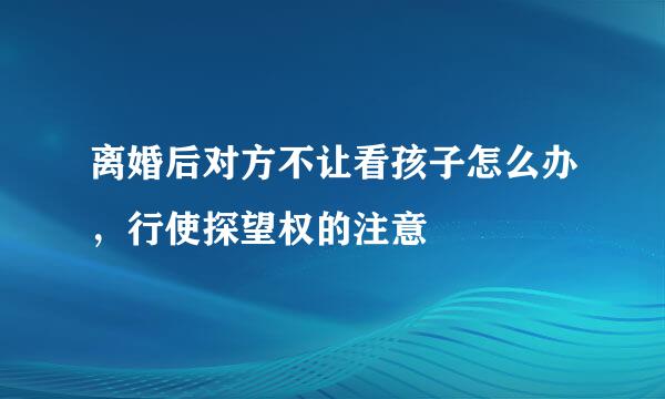 离婚后对方不让看孩子怎么办，行使探望权的注意