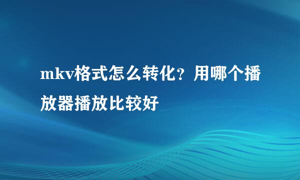 mkv格式怎么转化？用哪个播放器播放比较好