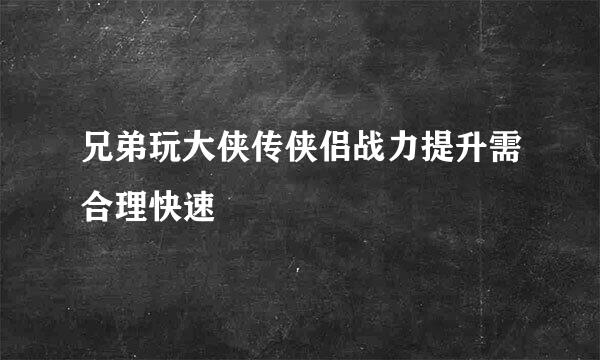 兄弟玩大侠传侠侣战力提升需合理快速