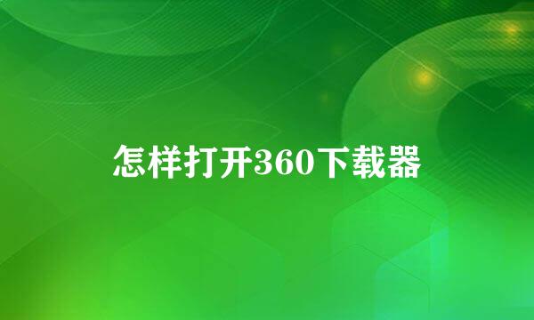 怎样打开360下载器