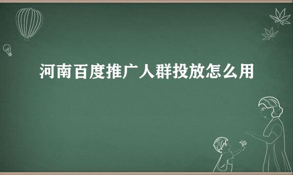 河南百度推广人群投放怎么用