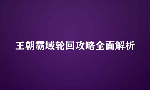 王朝霸域轮回攻略全面解析