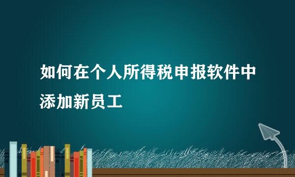 如何在个人所得税申报软件中添加新员工