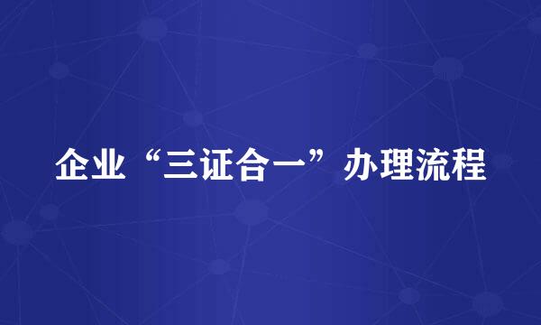 企业“三证合一”办理流程