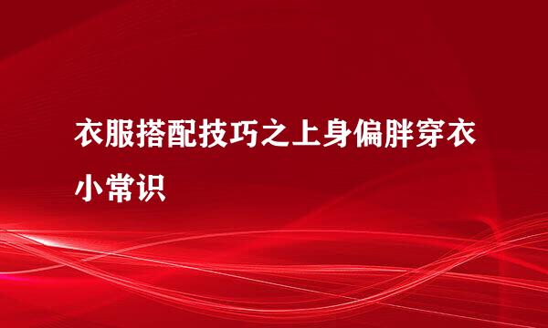 衣服搭配技巧之上身偏胖穿衣小常识