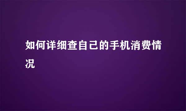 如何详细查自己的手机消费情况