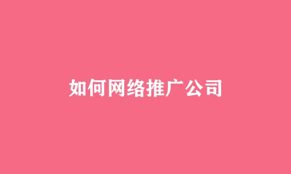 如何网络推广公司