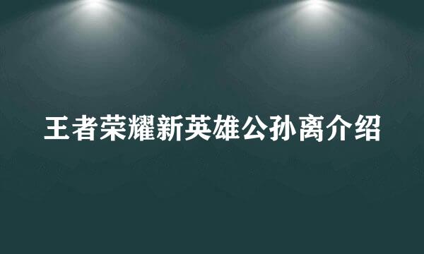 王者荣耀新英雄公孙离介绍