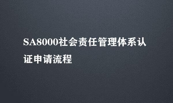 SA8000社会责任管理体系认证申请流程