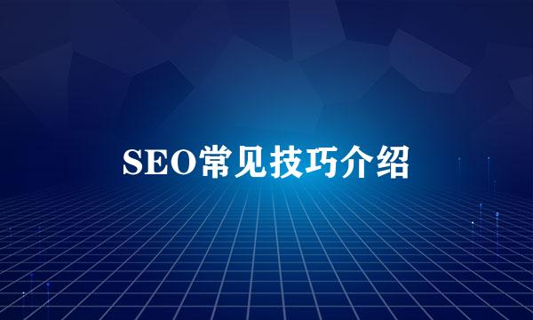 SEO常见技巧介绍