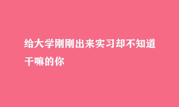 给大学刚刚出来实习却不知道干嘛的你