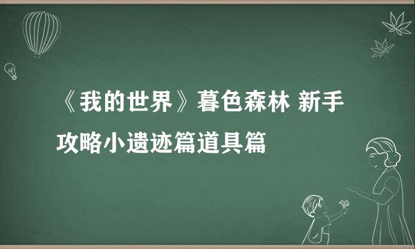 《我的世界》暮色森林 新手攻略小遗迹篇道具篇