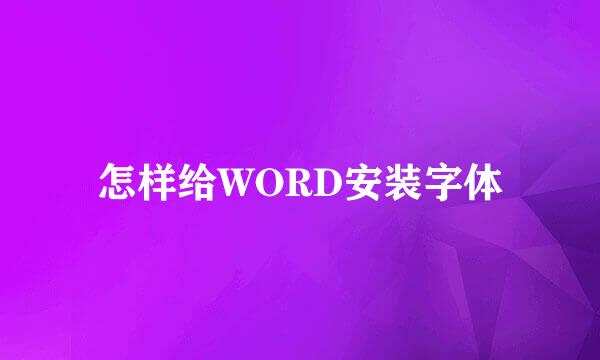 怎样给WORD安装字体