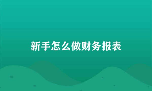 新手怎么做财务报表