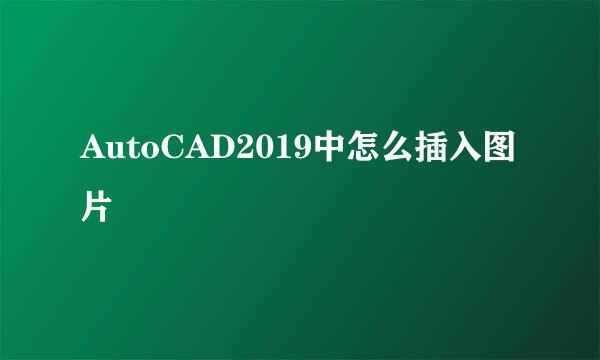 AutoCAD2019中怎么插入图片