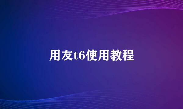 用友t6使用教程