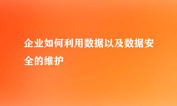 企业如何利用数据以及数据安全的维护