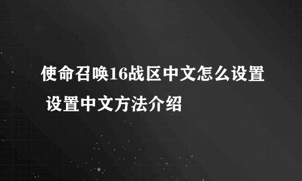 使命召唤16战区中文怎么设置 设置中文方法介绍