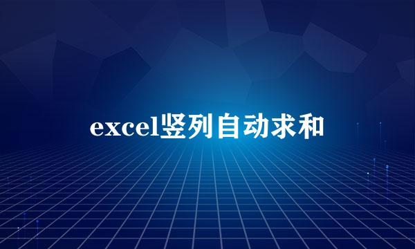 excel竖列自动求和