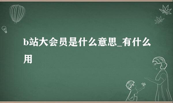 b站大会员是什么意思_有什么用