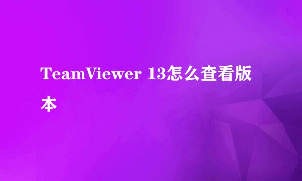 TeamViewer 13怎么查看版本