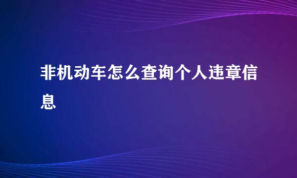 非机动车怎么查询个人违章信息