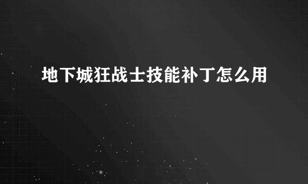 地下城狂战士技能补丁怎么用