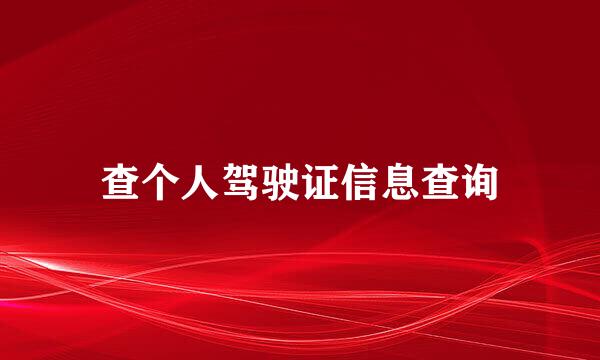 查个人驾驶证信息查询