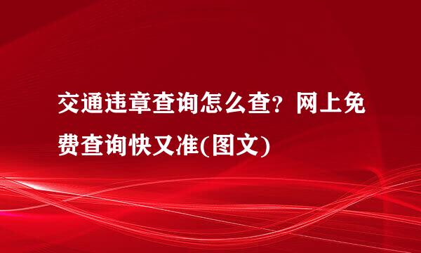 交通违章查询怎么查？网上免费查询快又准(图文)