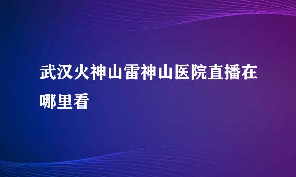 武汉火神山雷神山医院直播在哪里看