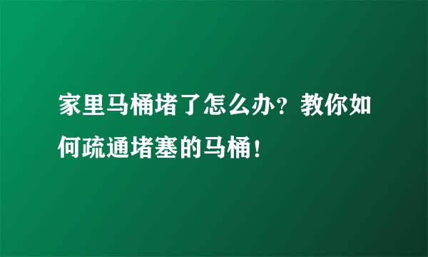 家里马桶堵了怎么办？教你如何疏通堵塞的马桶！