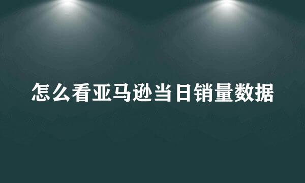 怎么看亚马逊当日销量数据