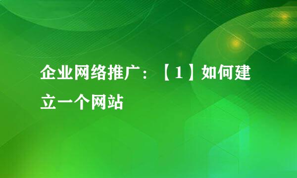 企业网络推广：【1】如何建立一个网站