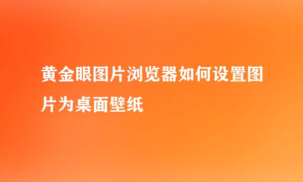 黄金眼图片浏览器如何设置图片为桌面壁纸